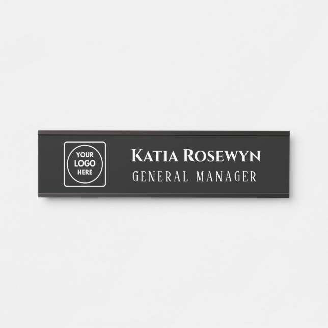 Black Custom Logo | Personalized Office Door sign (Front)