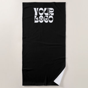 Black Custom Logo Promotional Business Beach Towel