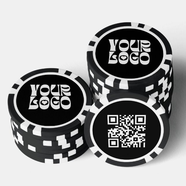 Black Custom Logo QR Code Promotional Business Poker Chips (Stack)