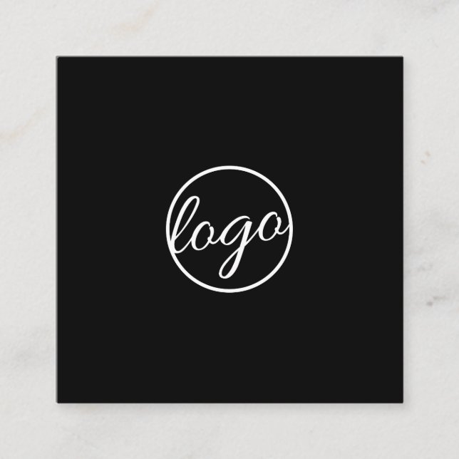 Black Custom Logo Simple Modern Square Business Card (Front)