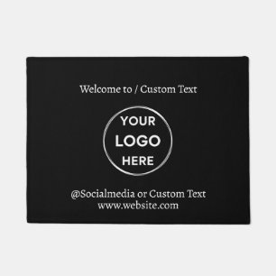 Black Custom Logo Text Modern Minimalist Business Doormat