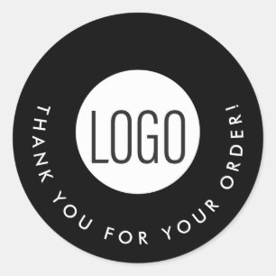 Black Custom logo Thank you for your order  Classic Round Sticker