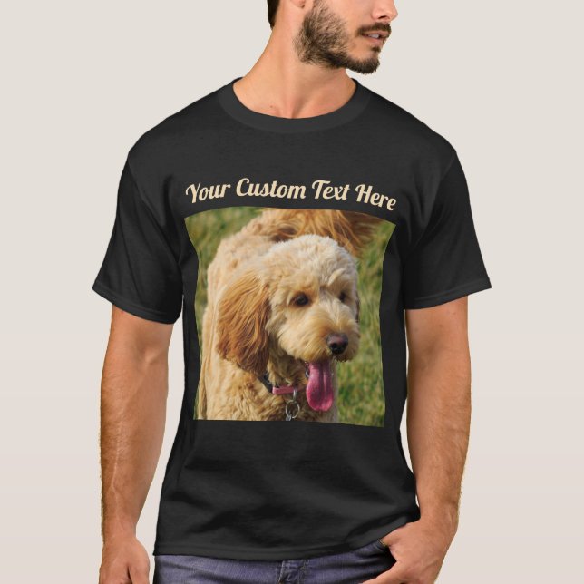 Black Custom Message Goldendoodle Dog T-Shirt (Front)