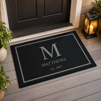 Black Custom Monogram & Name Doormat