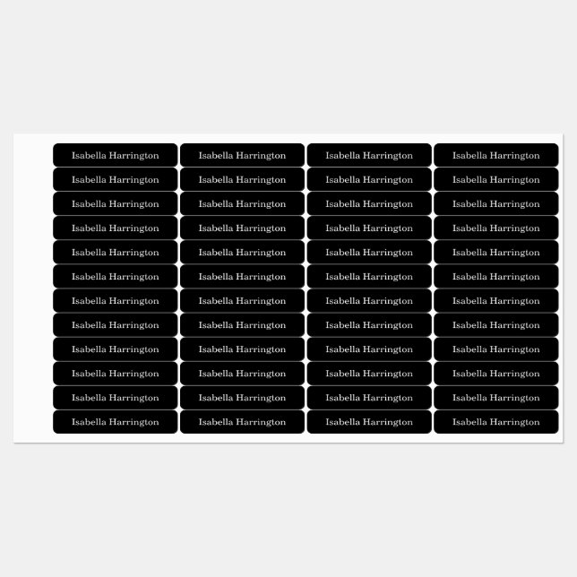 Black Custom Name Iron-On Fabric Clothing  (Sheet)