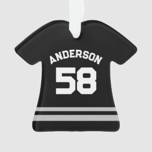 Black Custom Name & Number Sports Jersey Ornement