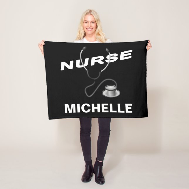 BLACK Custom Nurse Name Fleece Blanket (In Situ)