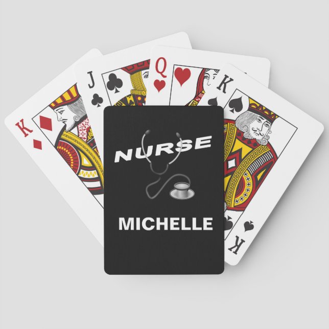 BLACK Custom Nurse Name Playing Cards (Back)