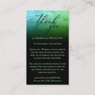 Black Custom Photo Glitz Green Thank You Enclosure Card