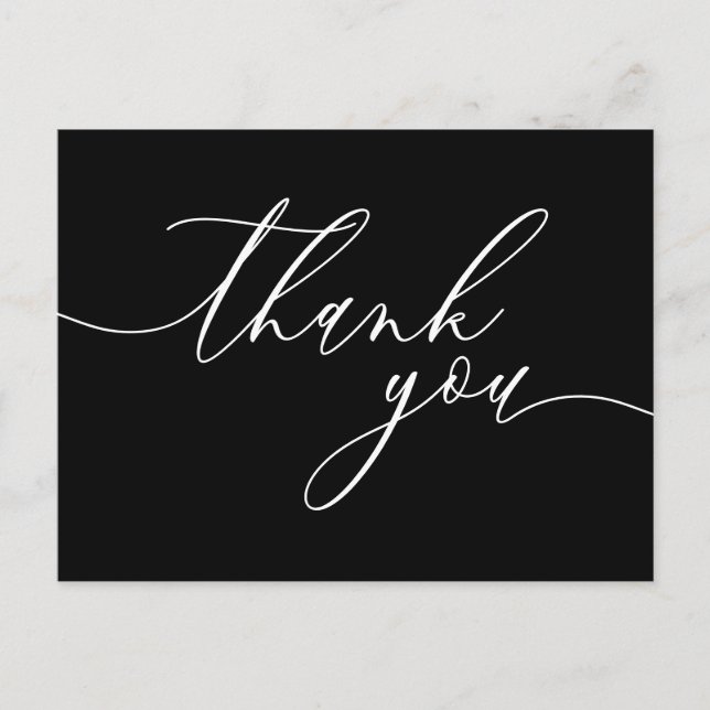Black Custom Photo Thank You Postcard (Front)