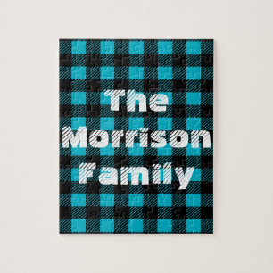 Black Custom Plaid Pattern Jigsaw Puzzle