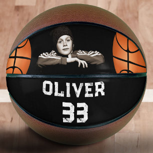 Black Custom Player Name & Number Keepsake Photo Basketball