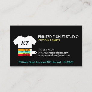 Black Custom T-Shirts Bags Clothing Business Card