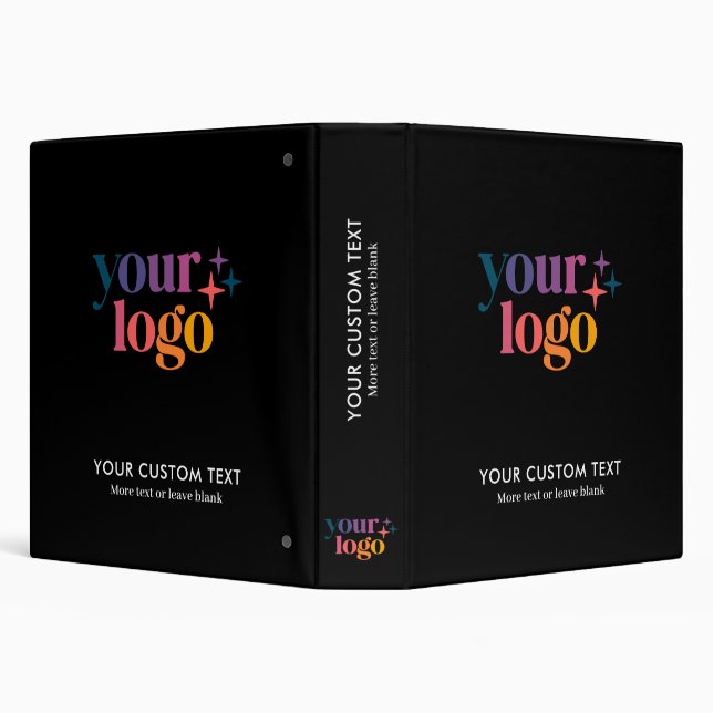 Black Custom Text Business Logo Binder (Background)