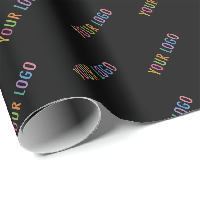 Black Custom Wrapping Paper with Your Company Logo (Roll Corner)