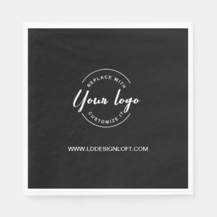 Black Customizable business company logo website  Napkin