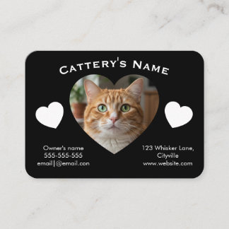 Black Customizable Cattery Business Card 