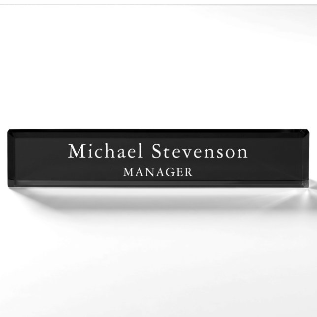 Black Customize Name & Title Profession Nameplate (Front)