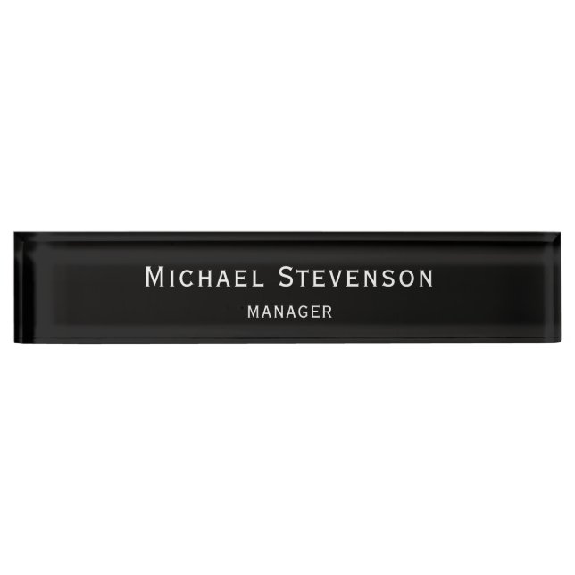 Black Customize Name & Title Profession Nameplate (Front)