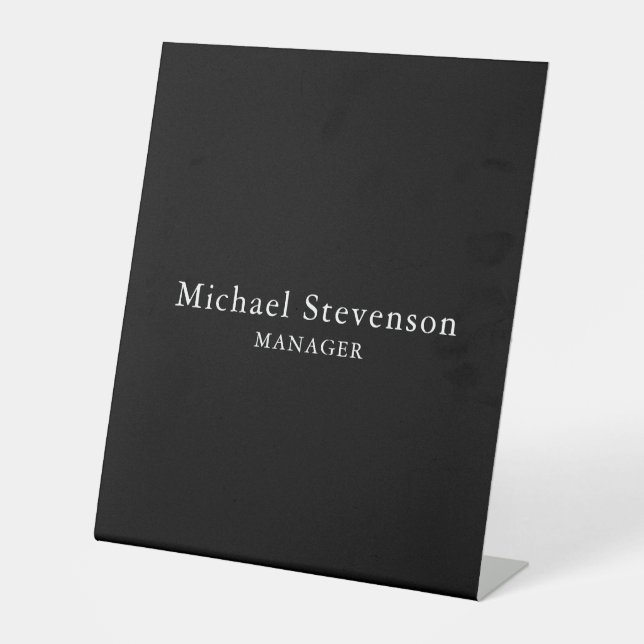 Black Customize Name & Title Profession Pedestal Sign (Front)