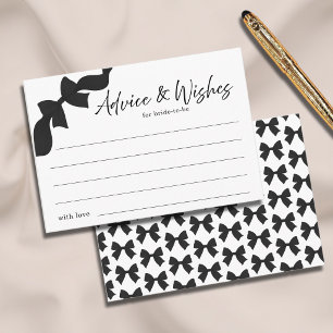 Black Cute Bow Bridal Shower Advice & Wishes Enclosure Card