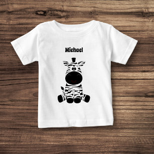 black Cute cartoon Baby zebra personalized Baby T-Shirt