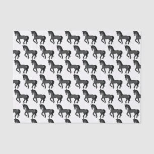 Black Cute Cartoon Trotting Horse Pattern Tissue Paper