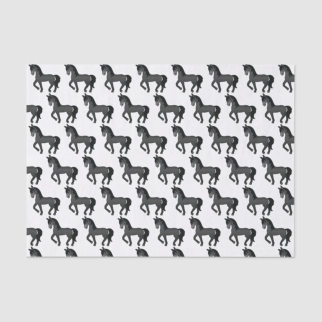 Black Cute Cartoon Trotting Horse Pattern Tissue Paper (Front)