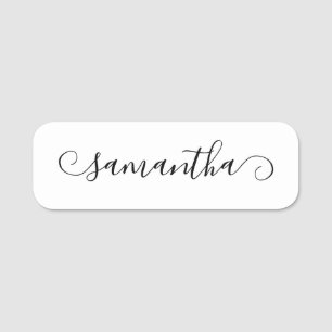 Black Cute Curl Signature Script Name Tag