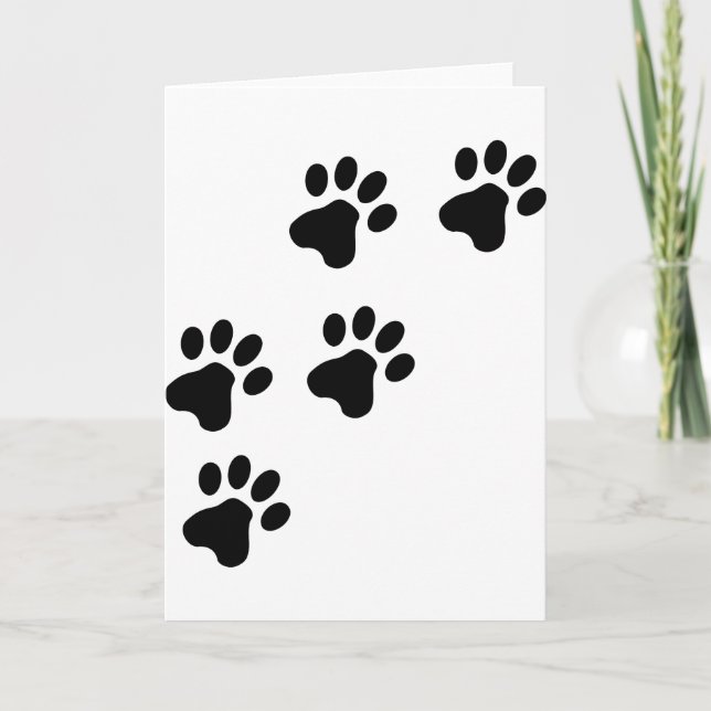 black cute dog paws doggy card (Front)