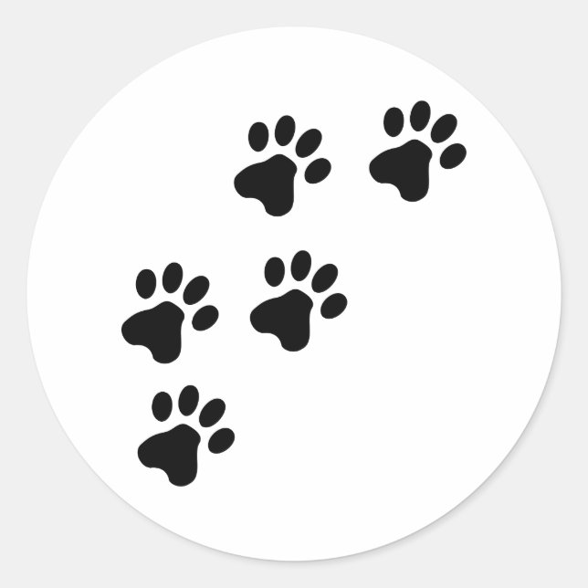 black cute dog paws doggy classic round sticker (Front)