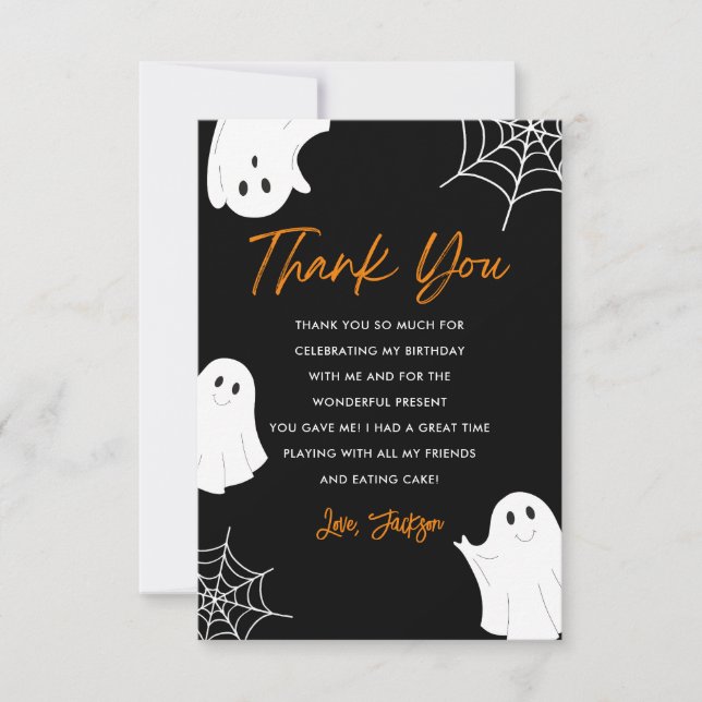 Black Cute Ghost Éffrayant Anniversaire Carte de r (Devant)