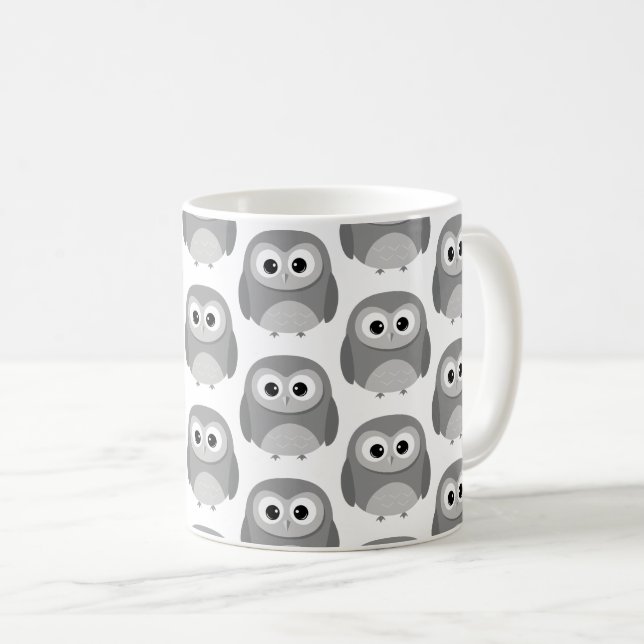 Black cute owl coffee mug (Front Right)