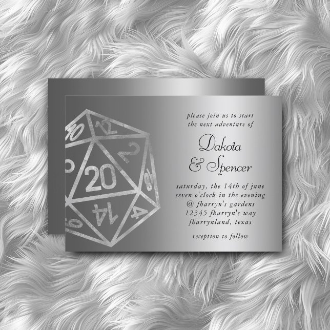 Black D20 Crit | RPG Tabletop Fantasy Dice Wedding Invitation (Creator Uploaded)