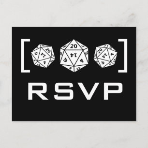 Black D20 Dice Gamer RSVP Postcard