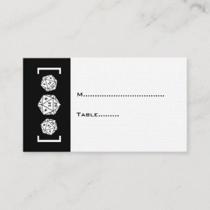Black D20 Dice Gamer Wedding Place Card