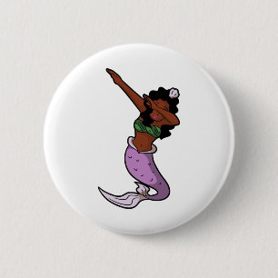 black dabbing mermaid 2 inch round button