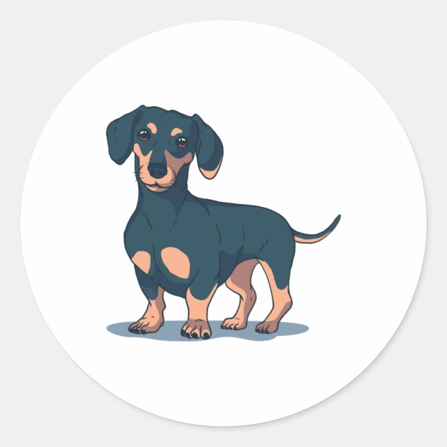 Black Dachshund Classic Round Sticker (Front)