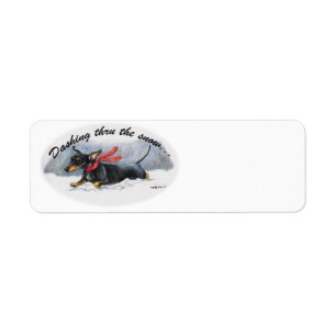 Black Dachshund Dog Art Return Address Labels