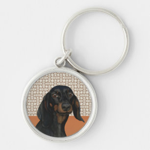 Black Dachshund Dog Portrait Dog Lovers Keychain