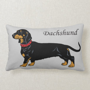 black dachshund lumbar pillow