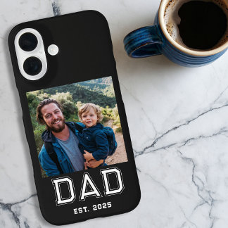 Black Dad Established Bold Typography Photo iPhone 16 Case