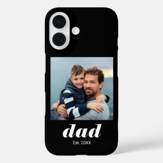Black Dad Established Typography Photo iPhone 16 Case