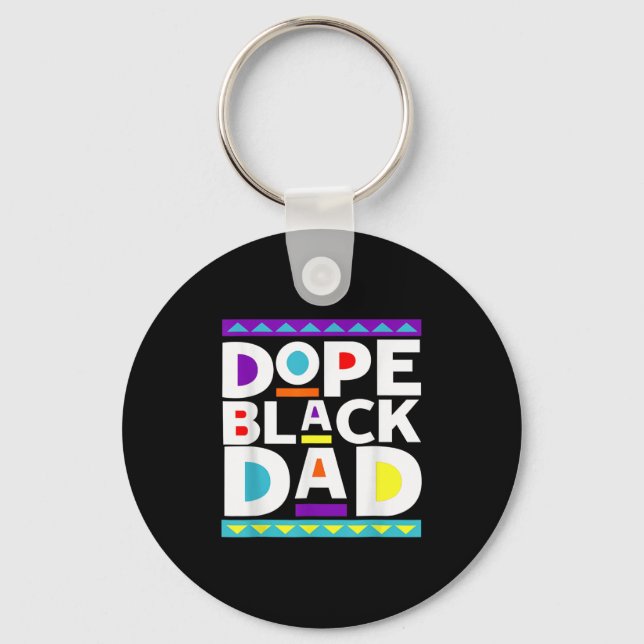 Black Dad New Dad Fathers Day Gift African America Keychain (Front)