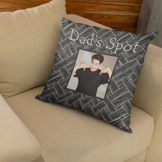 Black Dad's Spot Couch Photo Father's Day Gift Throw Pillow