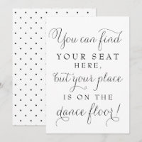 Black Dainty Script Wedding Find Your Seat Sign