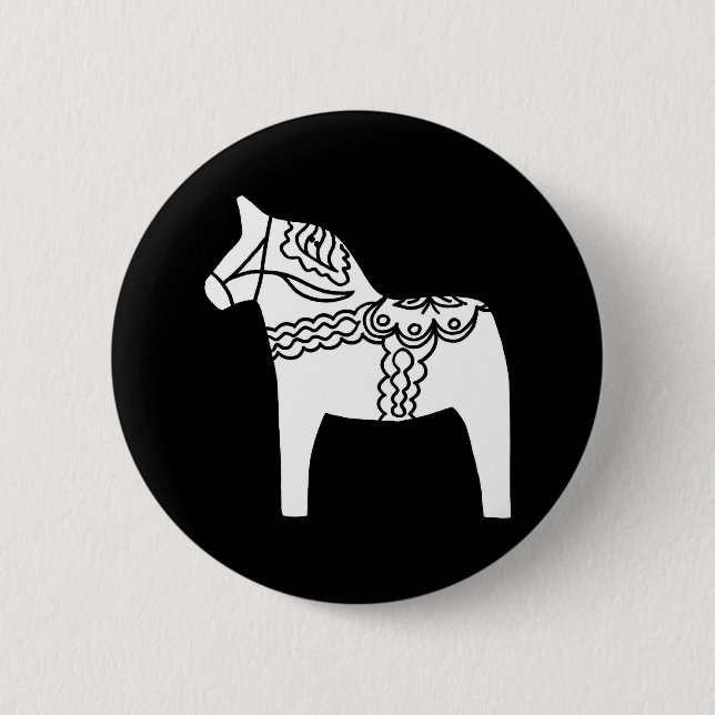 Black Dala Horse 2 Inch Round Button (Front)