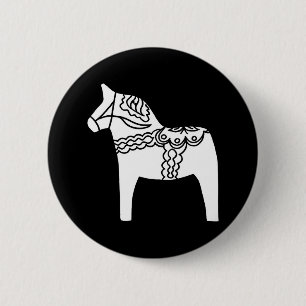 Black Dala Horse 2 Inch Round Button