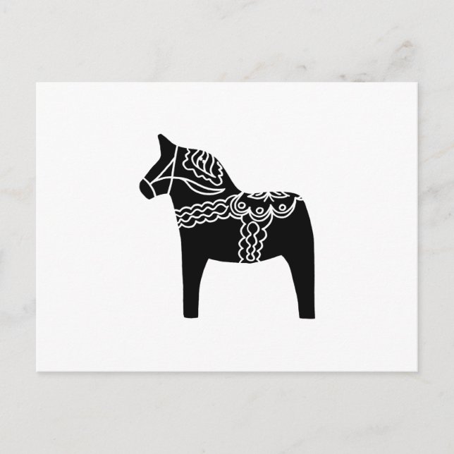 Black Dala Horse Postcard (Front)