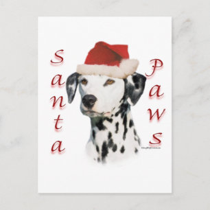 Black Dalmatian Santa Paws Holiday Postcard